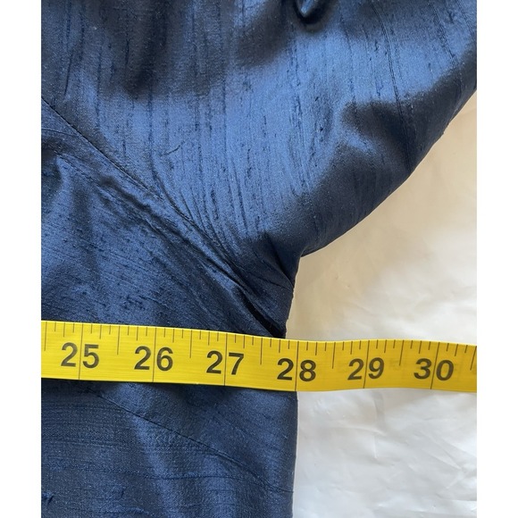 Women's Ralph Lauren Button Down Silk Blouse Navy Size 22W Boxy Lagen Look Artsy - Picture 3 of 7